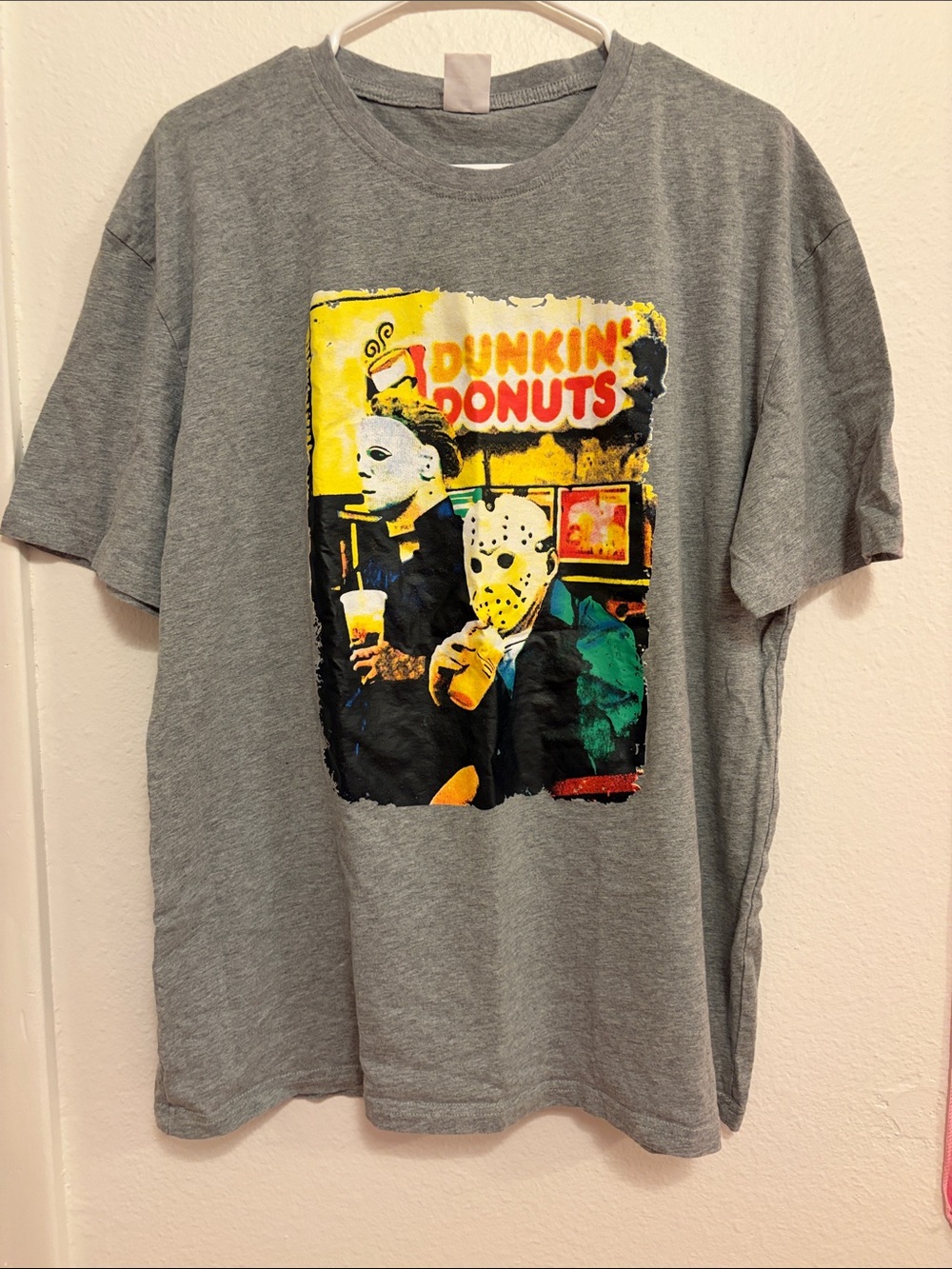 SILVER LAKE T-Shirt Micheal Myers and Jason Dunkin Donuts 🍩 Grey Men’s Tee Shirt